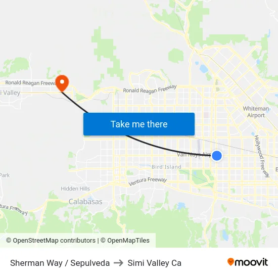 Sherman Way / Sepulveda to Simi Valley Ca map