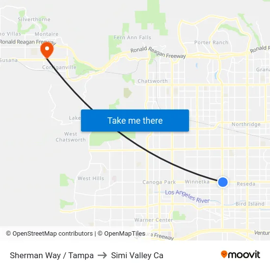 Sherman Way / Tampa to Simi Valley Ca map