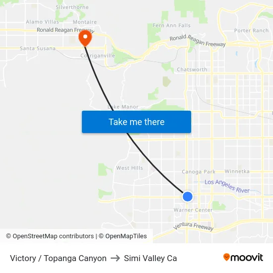 Victory / Topanga Canyon to Simi Valley Ca map