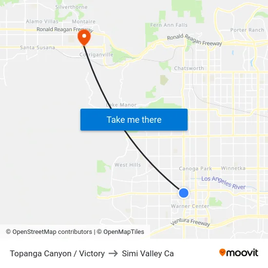 Topanga Canyon / Victory to Simi Valley Ca map