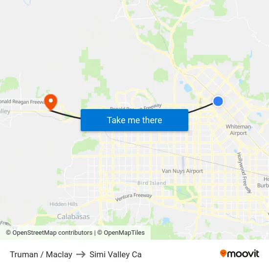 Truman / Maclay to Simi Valley Ca map