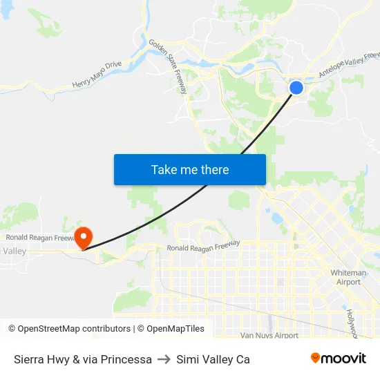 Sierra Hwy & via Princessa to Simi Valley Ca map