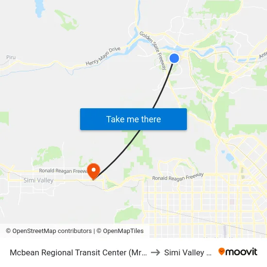 Mcbean Regional Transit Center (Mrtc) to Simi Valley Ca map