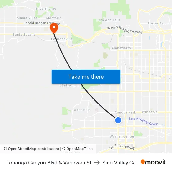 Topanga Canyon Blvd & Vanowen St to Simi Valley Ca map