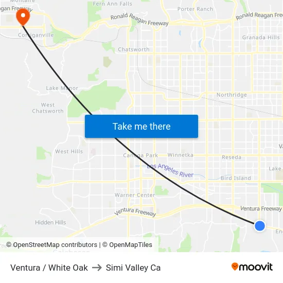 Ventura / White Oak to Simi Valley Ca map