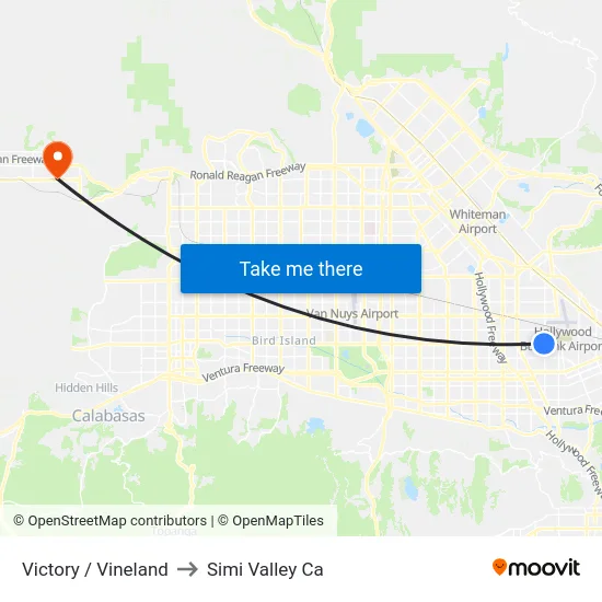 Victory / Vineland to Simi Valley Ca map