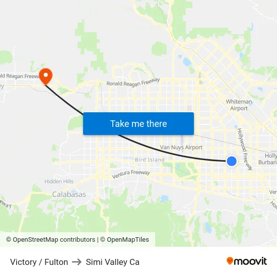 Victory / Fulton to Simi Valley Ca map