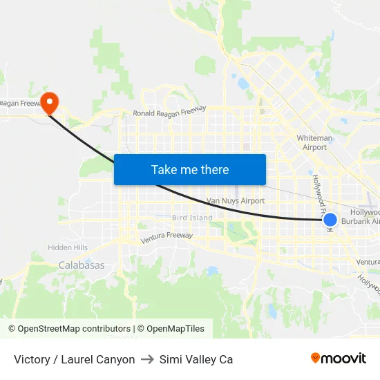 Victory / Laurel Canyon to Simi Valley Ca map