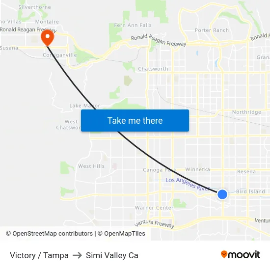 Victory / Tampa to Simi Valley Ca map
