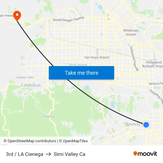 3rd / LA Cienega to Simi Valley Ca map