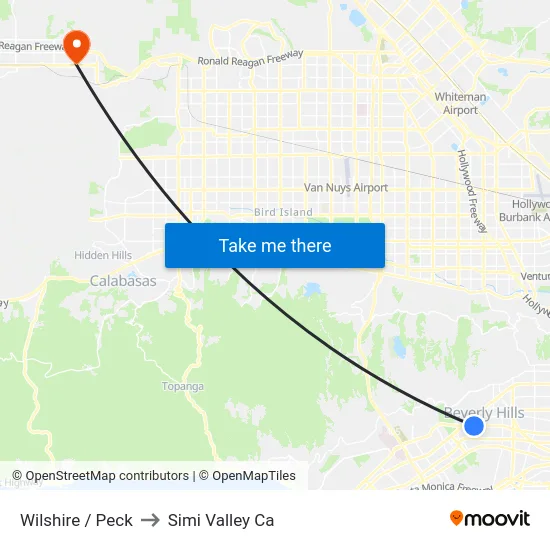 Wilshire / Peck to Simi Valley Ca map