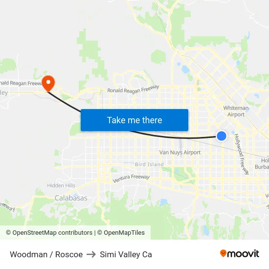 Woodman / Roscoe to Simi Valley Ca map