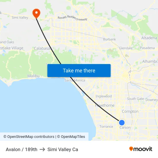 Avalon / 189th to Simi Valley Ca map