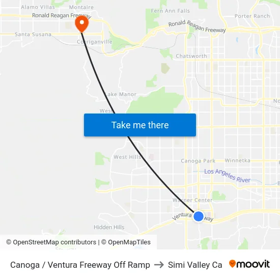 Canoga / Ventura Freeway Off Ramp to Simi Valley Ca map