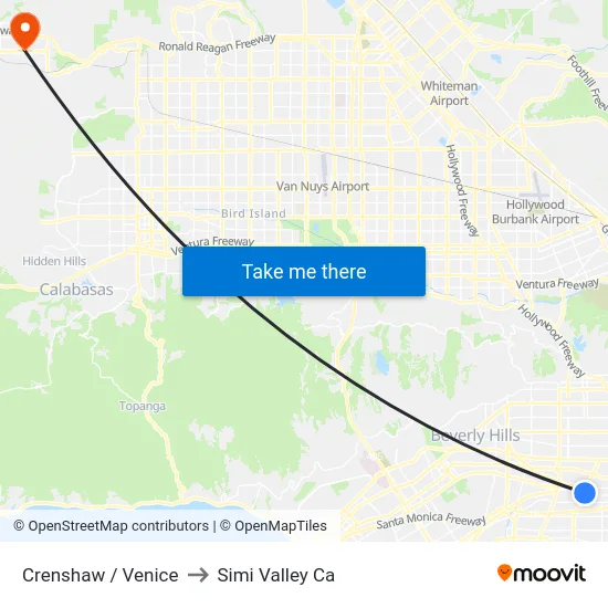 Crenshaw / Venice to Simi Valley Ca map