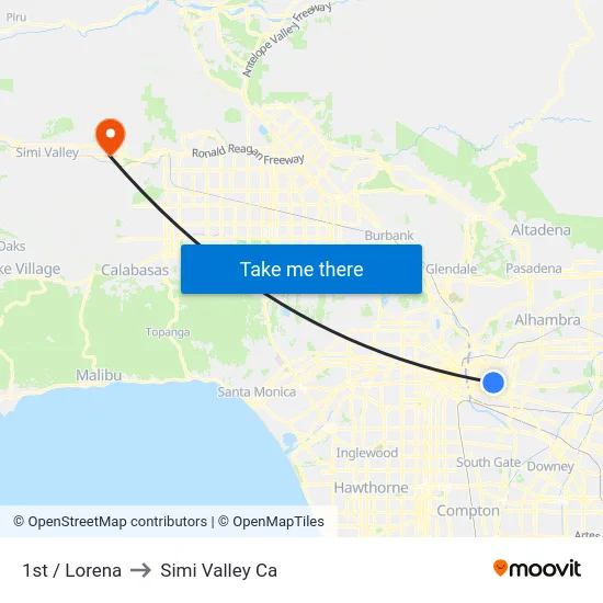 1st / Lorena to Simi Valley Ca map