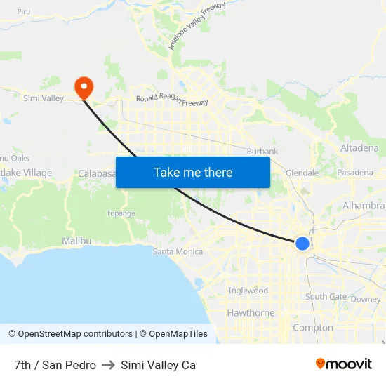7th / San Pedro to Simi Valley Ca map