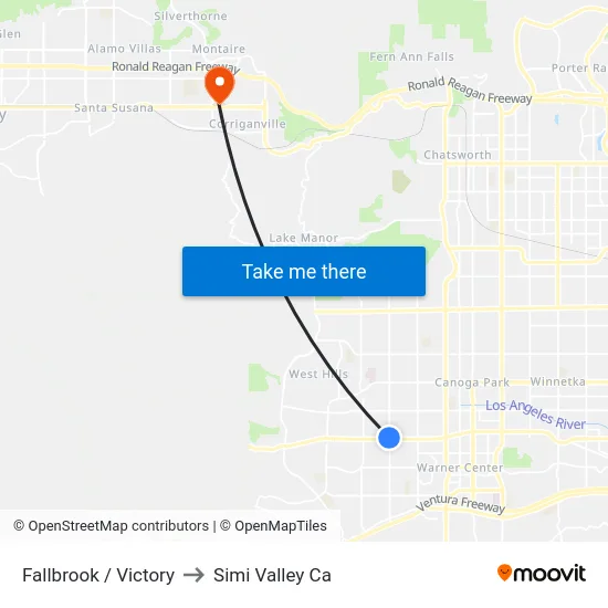 Fallbrook / Victory to Simi Valley Ca map