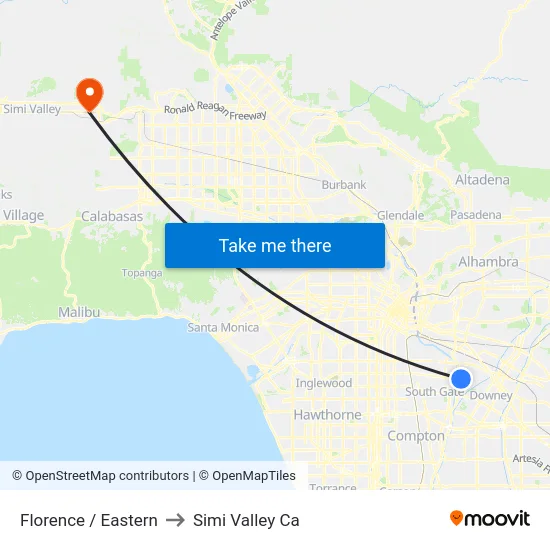 Florence / Eastern to Simi Valley Ca map