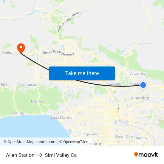 Allen Station to Simi Valley Ca map