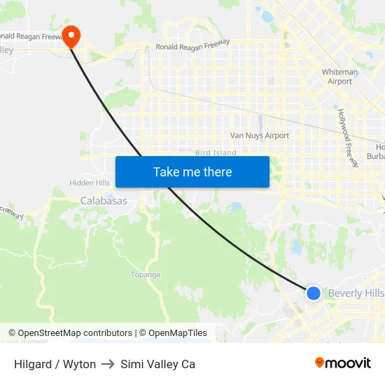 Hilgard / Wyton to Simi Valley Ca map