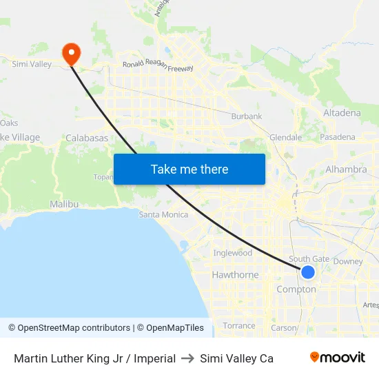 Martin Luther King Jr / Imperial to Simi Valley Ca map