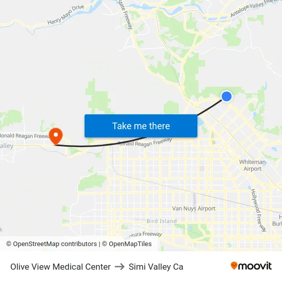 Olive View Medical Center to Simi Valley Ca map