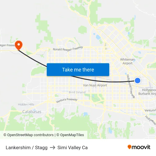 Lankershim / Stagg to Simi Valley Ca map