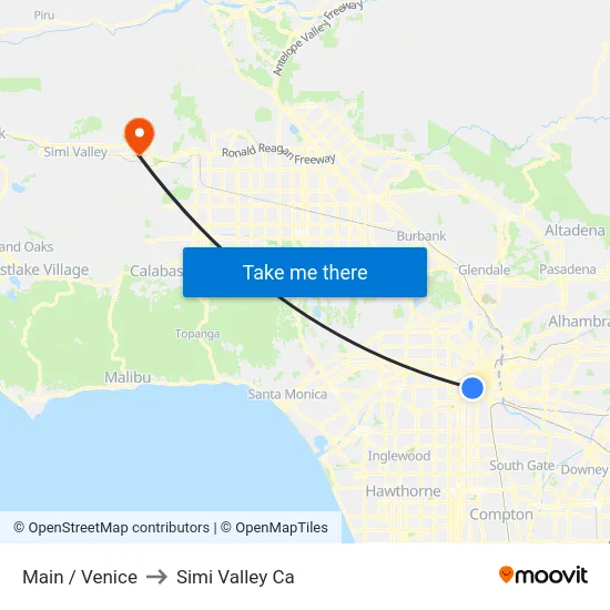 Main / Venice to Simi Valley Ca map