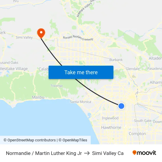 Normandie / Martin Luther King Jr to Simi Valley Ca map
