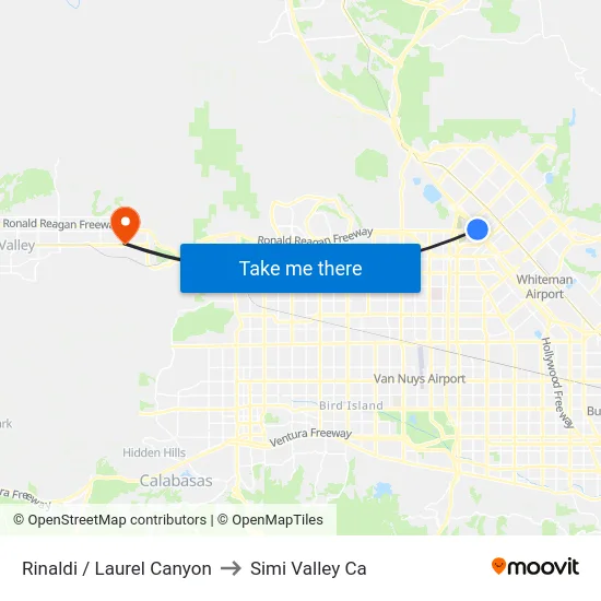 Rinaldi / Laurel Canyon to Simi Valley Ca map