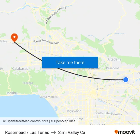 Rosemead / Las Tunas to Simi Valley Ca map