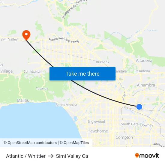Atlantic / Whittier to Simi Valley Ca map