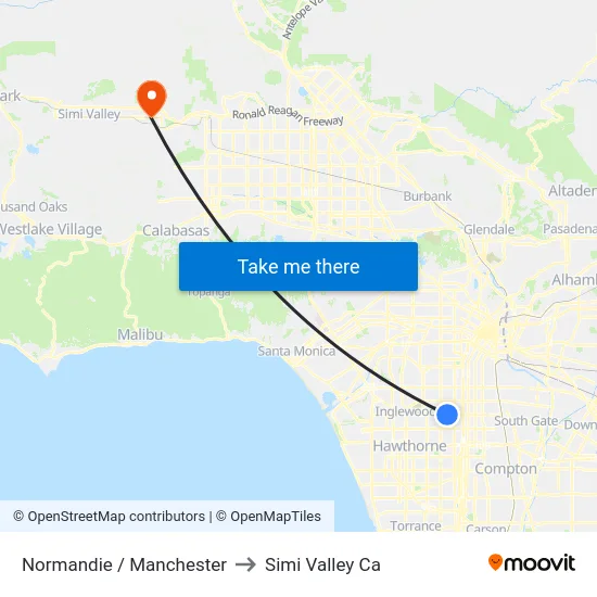 Normandie / Manchester to Simi Valley Ca map