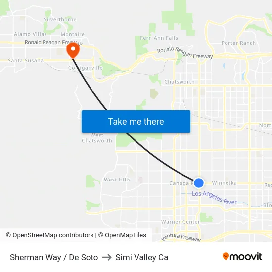 Sherman Way / De Soto to Simi Valley Ca map