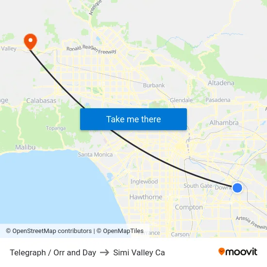 Telegraph / Orr and Day to Simi Valley Ca map