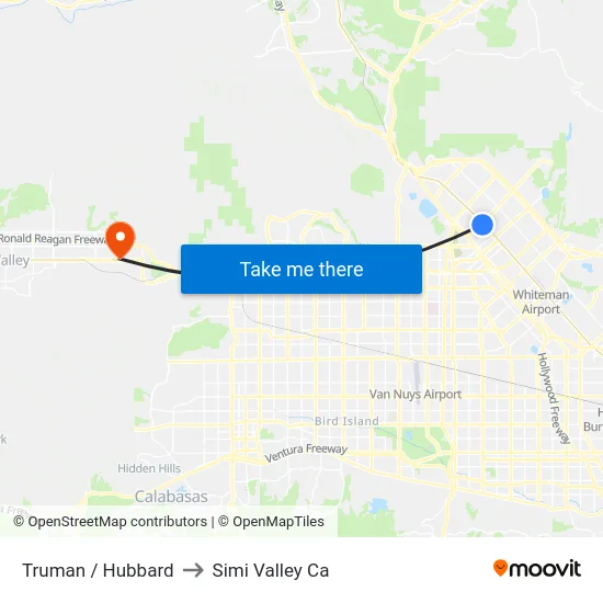 Truman / Hubbard to Simi Valley Ca map