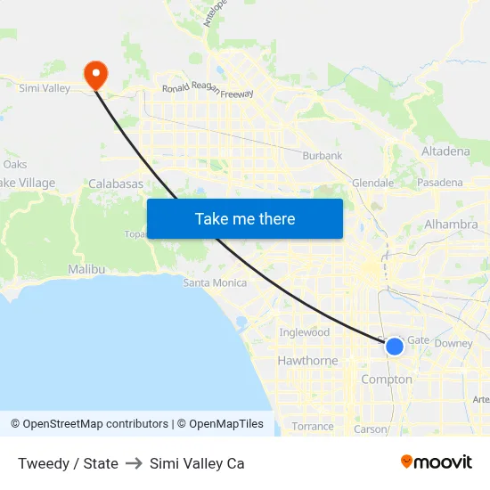 Tweedy / State to Simi Valley Ca map