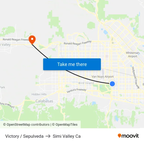Victory / Sepulveda to Simi Valley Ca map