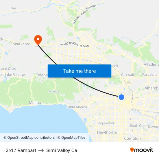 3rd / Rampart to Simi Valley Ca map
