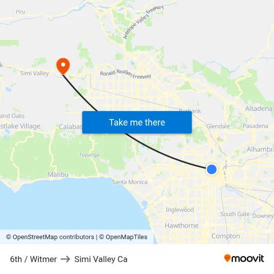 6th / Witmer to Simi Valley Ca map