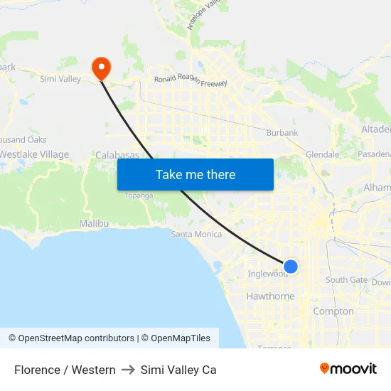 Florence / Western to Simi Valley Ca map
