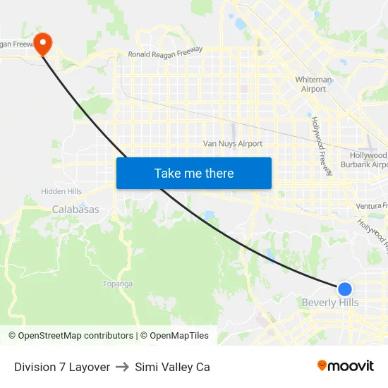 Division 7 Layover to Simi Valley Ca map