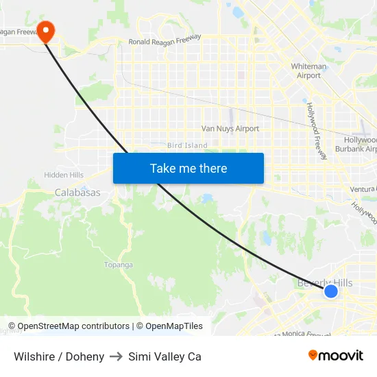 Wilshire / Doheny to Simi Valley Ca map