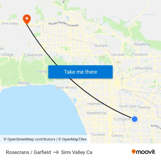 Rosecrans / Garfield to Simi Valley Ca map