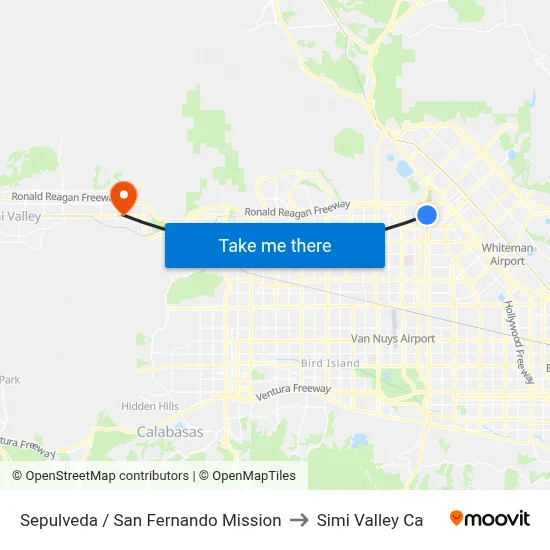 Sepulveda / San Fernando Mission to Simi Valley Ca map