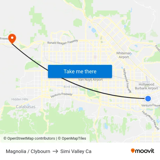 Magnolia / Clybourn to Simi Valley Ca map