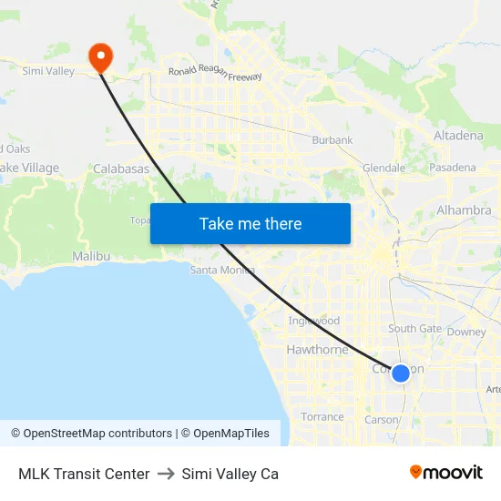 MLK Transit Center to Simi Valley Ca map