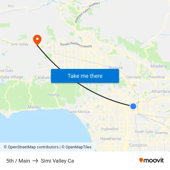 5th / Main to Simi Valley Ca map