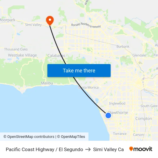 Pacific Coast Highway / El Segundo to Simi Valley Ca map